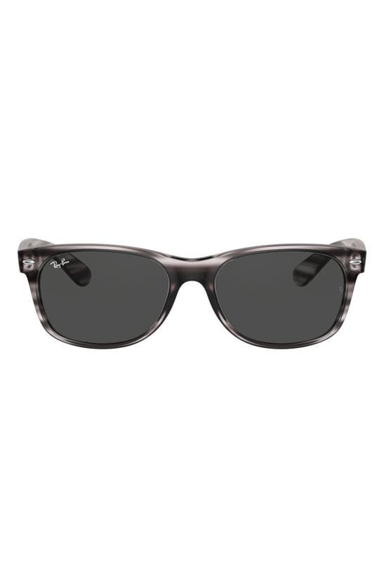 Ray Ban 58mm Rectangular Wayfarer Sunglasses In Striped Grey Havana/ Dark Grey