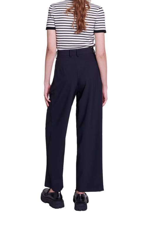 Shop Maje Wide-leg Trousers With Belt In Black