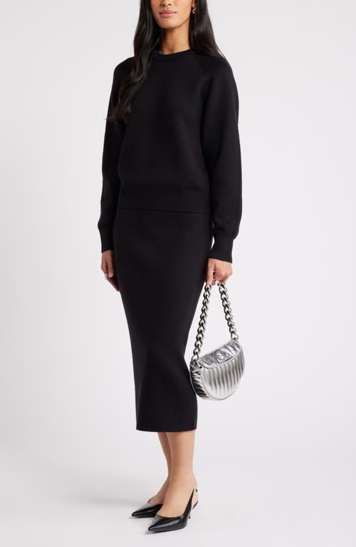 Nordstrom Cotton Blend Sweater Pencil Skirt In Black Rock