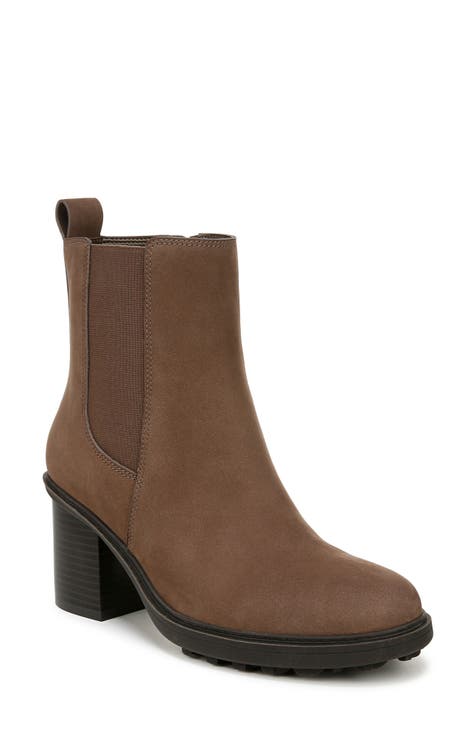 Brown boots no heel best sale