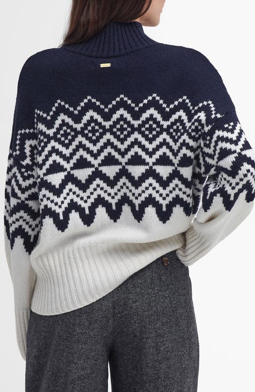 Shop Barbour Gwyn Fair Isle Cotton & Wool Blend Sweater In Cloud White