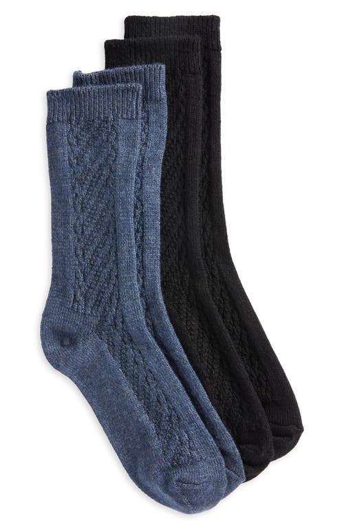 Shop Hue Assorted 2-pack Seed Stitch Boot Socks In Denim Pack