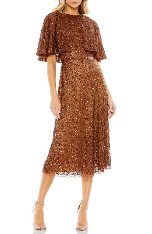 Mac Duggal Sequin Cape Sleeve Cocktail Dress Copper at Nordstrom,