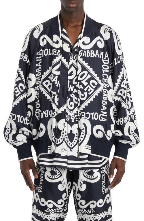 Dolce & Gabbana Oversize Marina Print Silk Twill Bomber Jacket Hb4Xr Dg F. blu at Nordstrom, Us
