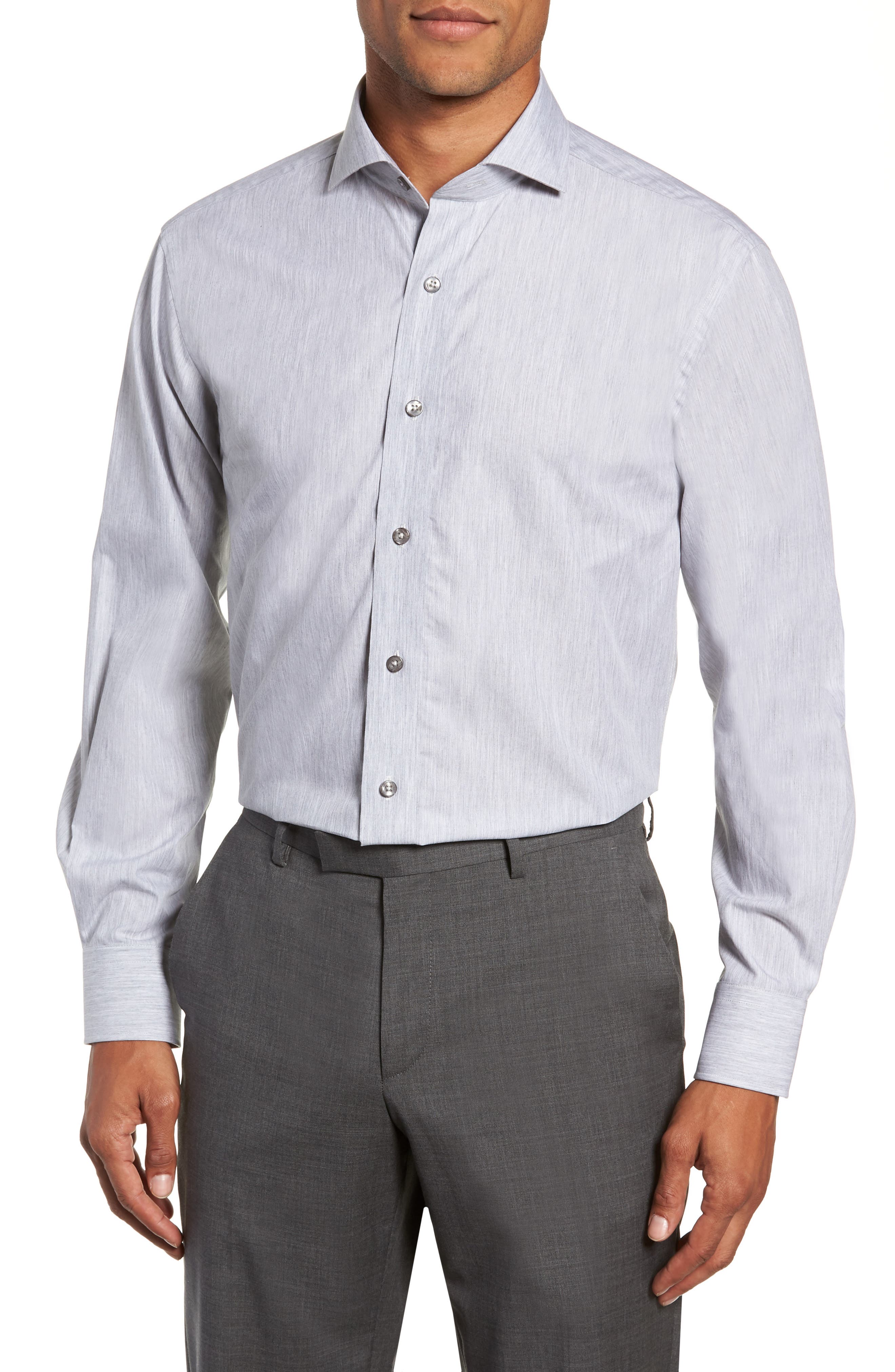 Lorenzo Uomo Trim Fit Solid Dress Shirt Nordstrom