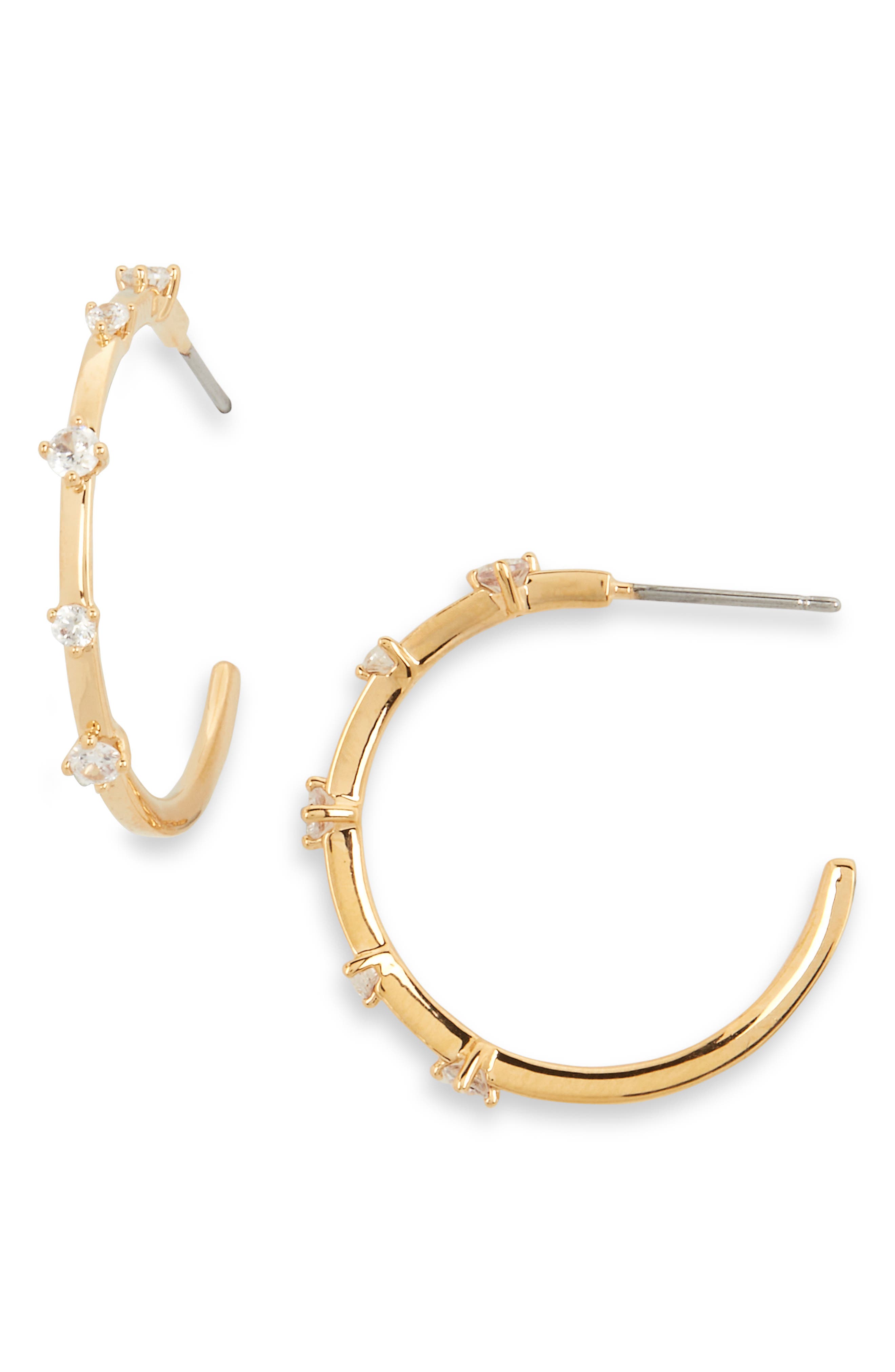 10 Pair Brass Micro Pave CZ Hoop Earring Findings – 14x16mm Earwires – Unbranded