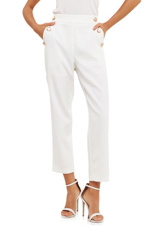 Endless Rose Side Button Trousers in Ivory