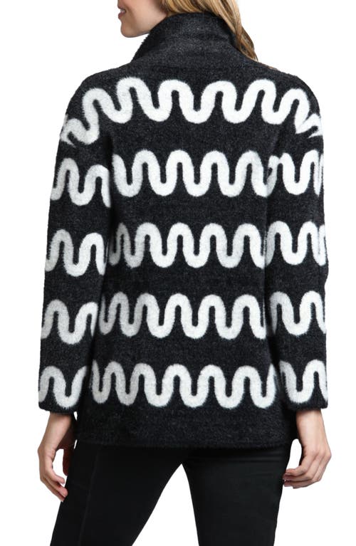 Shop Apny Squiggle Lines Cozy Sweater Coat In Black/white