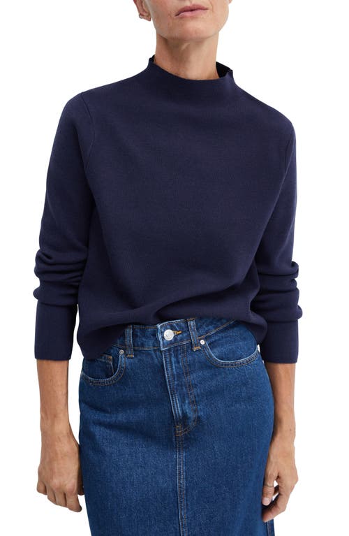 MANGO Mock Neck Sweater Dark Navy at Nordstrom,