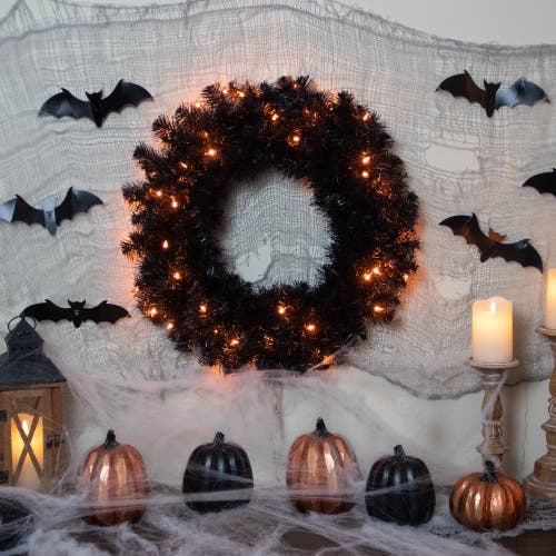 Northlight Pre-lit Noble Spruce Artificial Halloween Wreath In Black