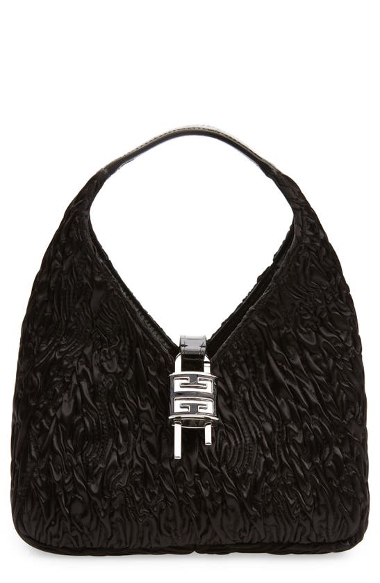Givenchy Mini G-lock Ruched Satin Hobo Bag In Black