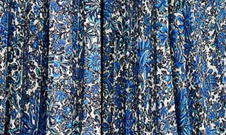 Shop Sandro Anjel Floral Pleated Skirt In Blue / White
