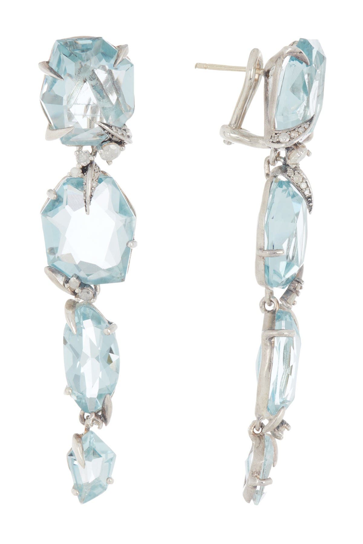 Alexis Bittar Sterling Silver Quartz With Pave Diamond Drop Earrings In Light Oxidized Sterling Silver At Nordstro