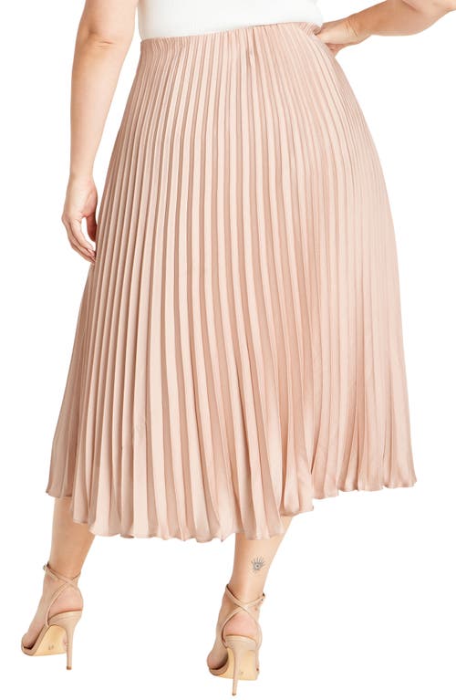City Chic Selena Pleated Midi Skirt In Rose Gold