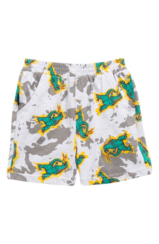 Dot Australia Kids' Electric Dinosaur Shorts In Grey Marle