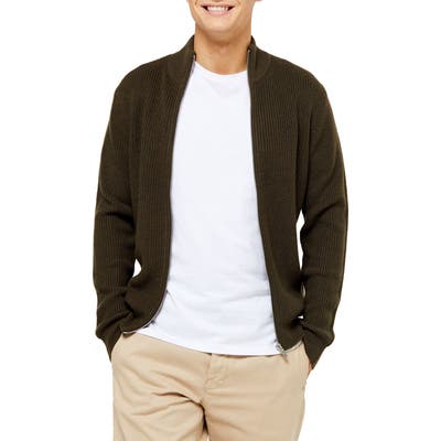 Topman Classic Fit Zip Sweater, Green