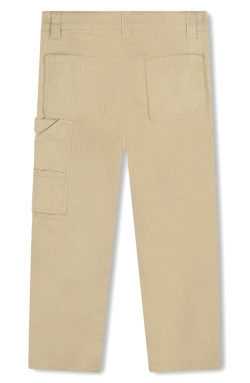 Shop Kenzo Kids' Logo Straight Leg Cotton Twill Pants In Sand