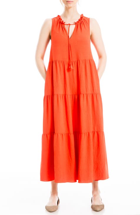 Tie Neck Tiered Maxi Dress