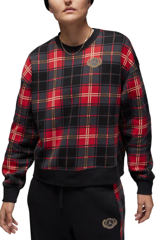 Jordan Brooklyn Fleece Crewneck Sweatshirt in Fire Red/Dark Driftwood