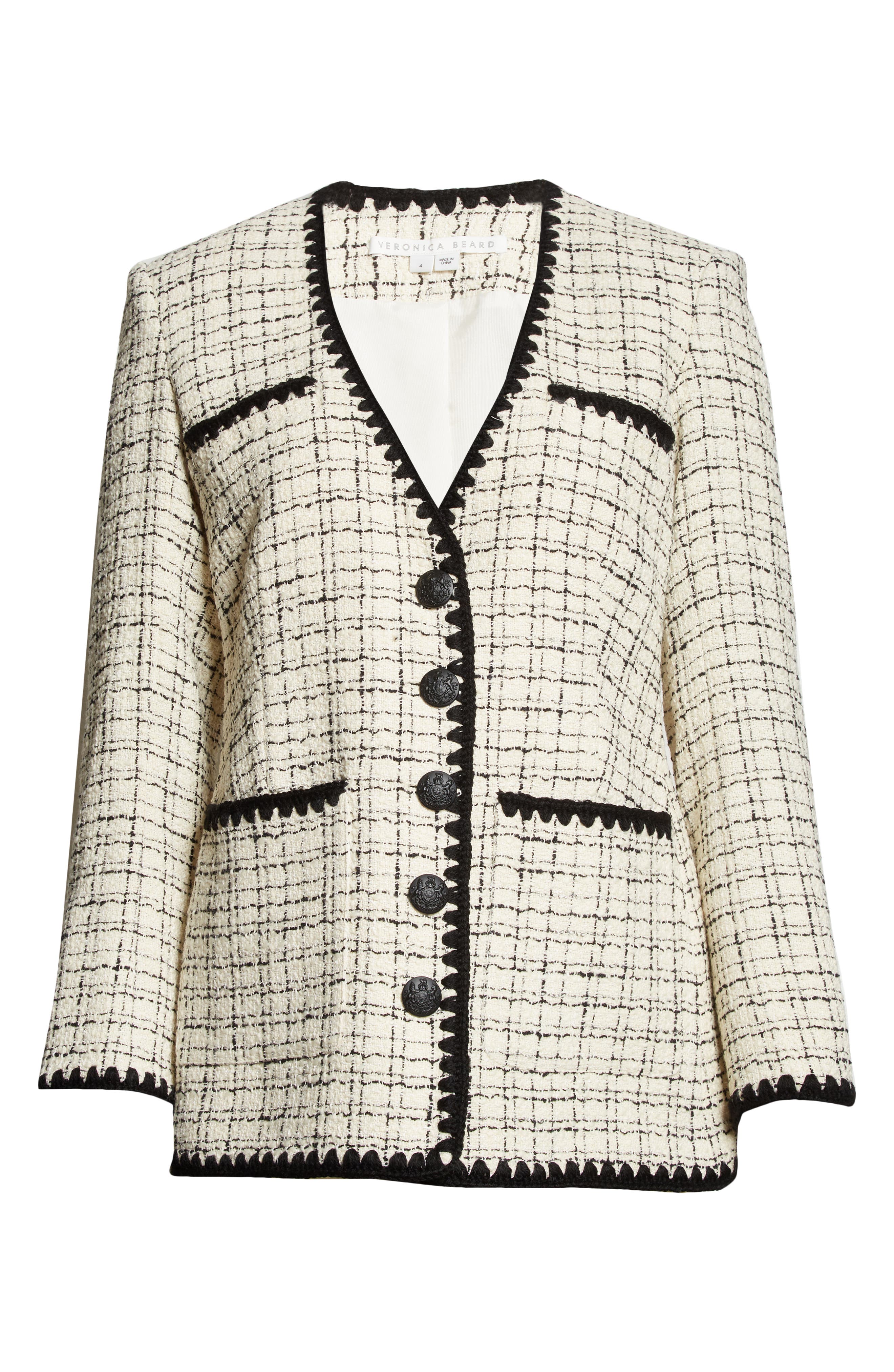 tweed coat black and white