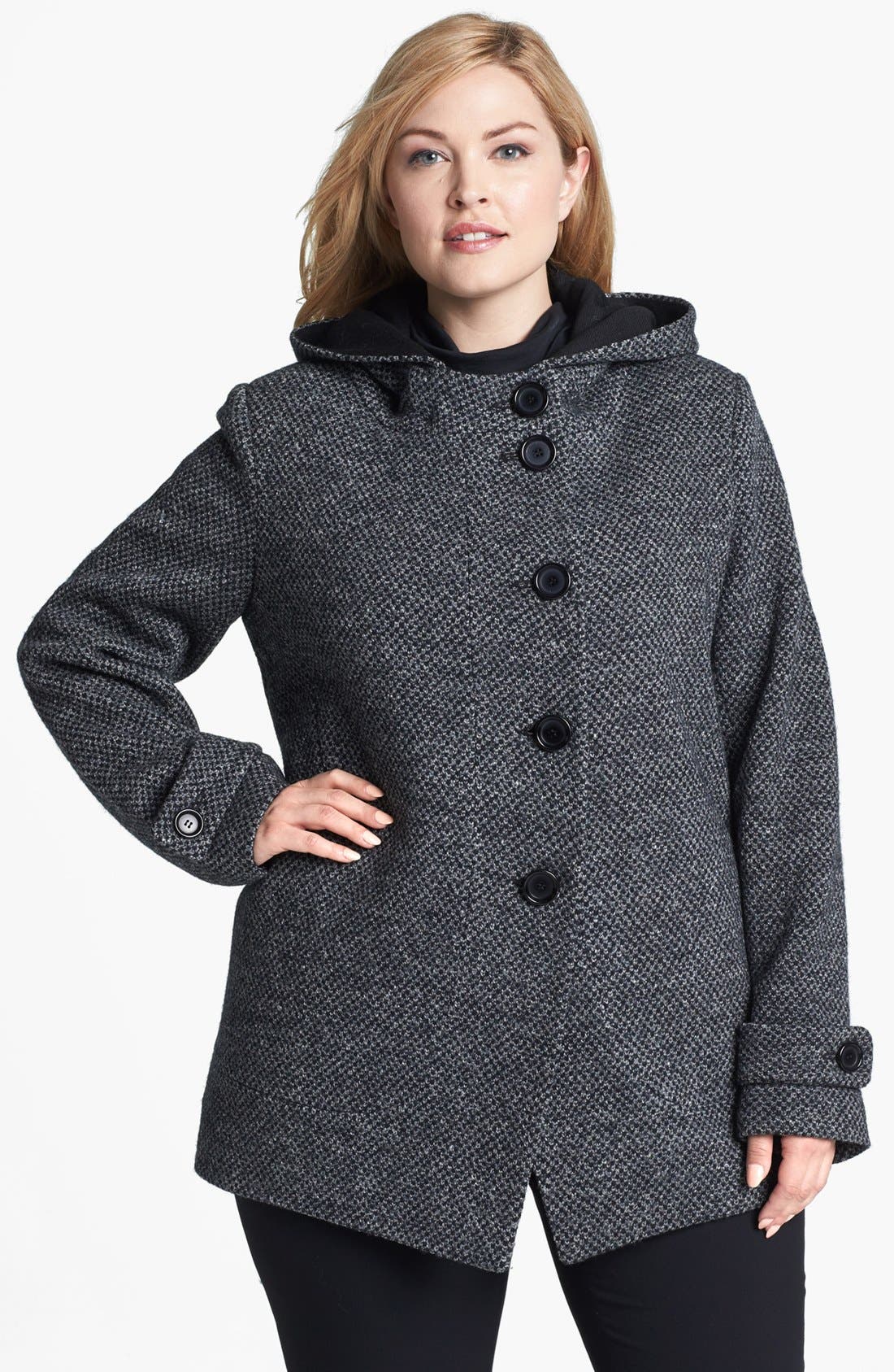 Kristen Blake Hooded Wool Blend Coat (Plus Size) Nordstrom