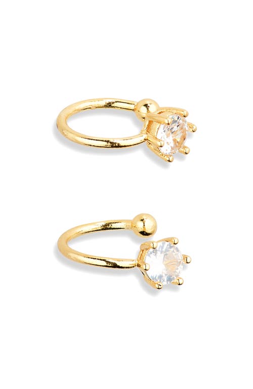 Set of 2 Cubic Zirconia Ear Cuffs in 14K Gold Dipped