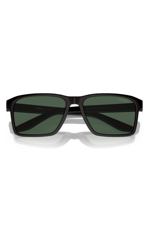 58mm Rectangular Sunglasses in Black Green