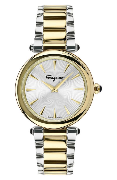 Shop Ferragamo Idillio Two-tone Bracelet Watch, 36mm In Two Tone Gold/silver