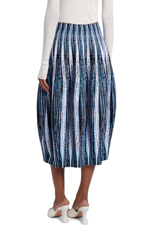 Shop Bottega Veneta Feather Jacquard Balloon Midi Skirt In Blue/black