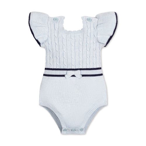 Hope & Henry Kids'  Baby Organic Flutter Sleeve Sweater Romper, Infant In Pale Blue Heather Cable