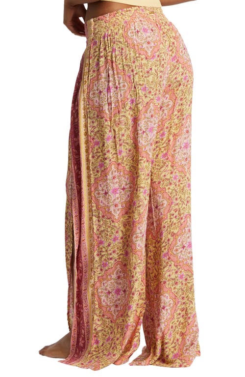 Shop Billabong Split Spirit Floral Wide Leg Pants In Pale Yellow