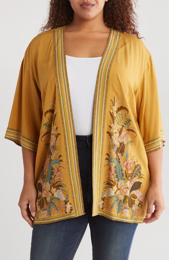 Dr2 By Daniel Rainn Embroidered Duster In Mustard