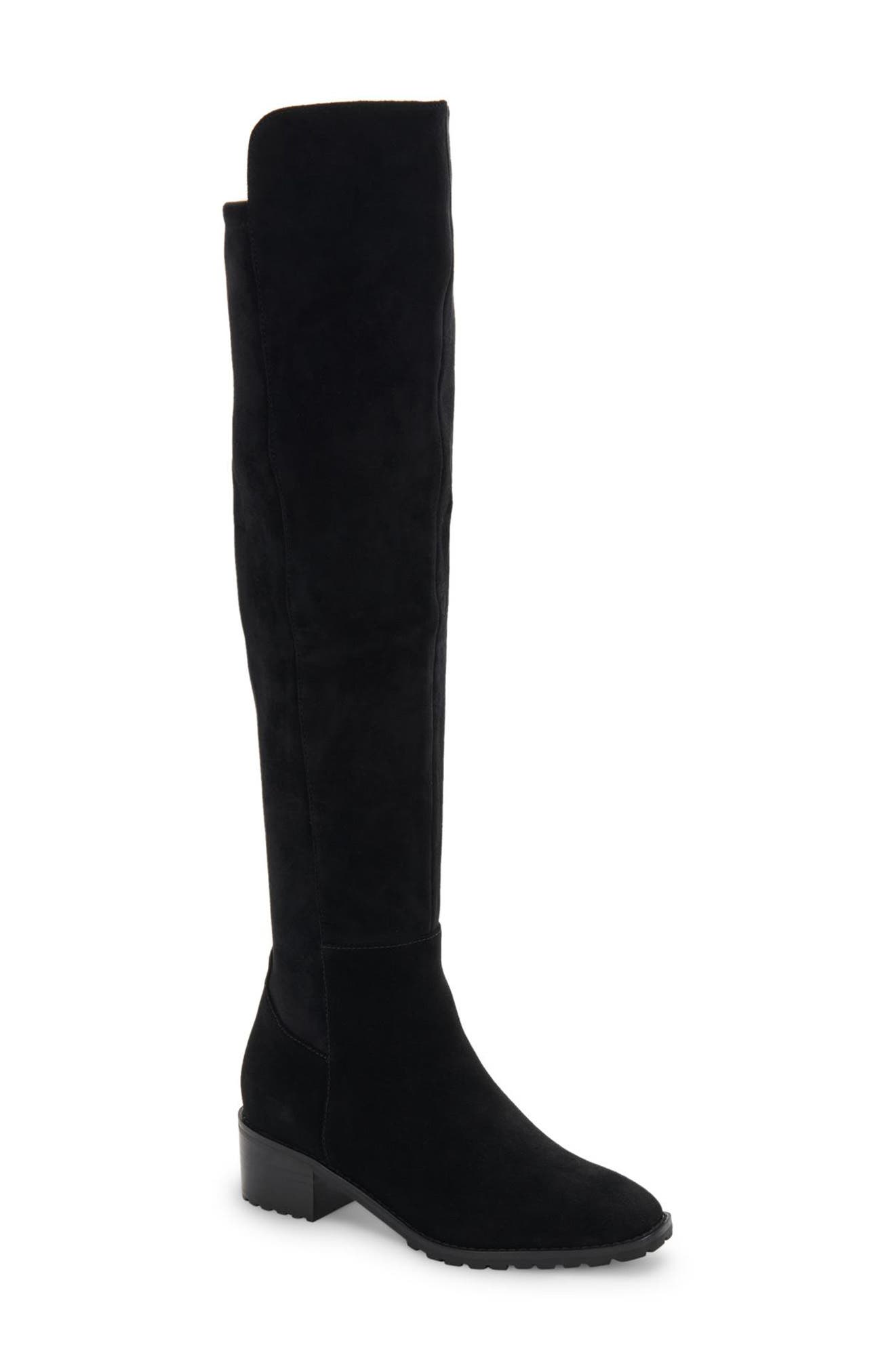 knee boots black suede