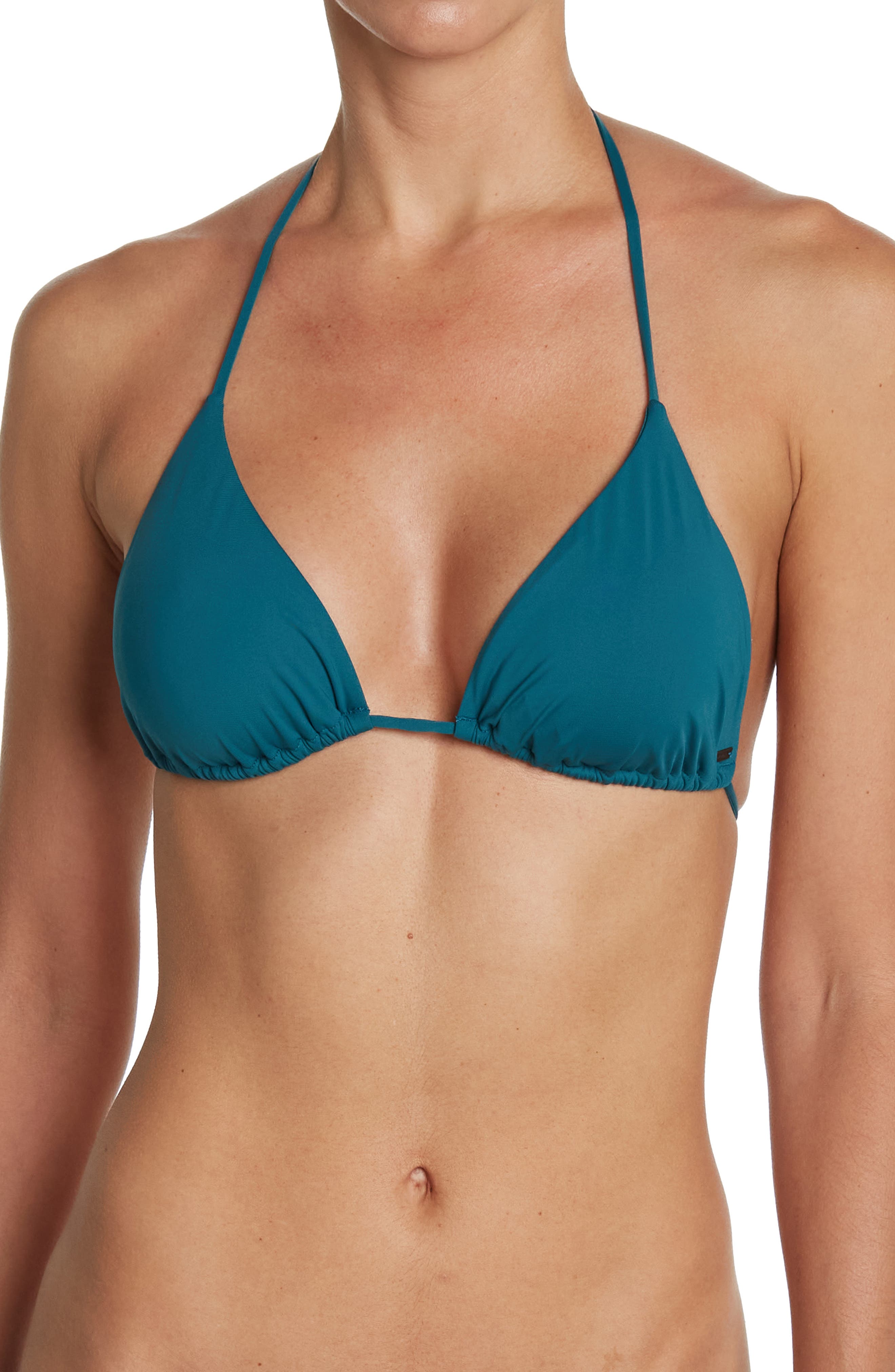 O'neill Saltwater Solids Triangle Bikini Top In Teal Green