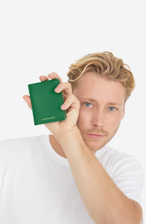 Maison De Sabre Maison De Sabré Small Leather Bifold Wallet In Emerald Lily