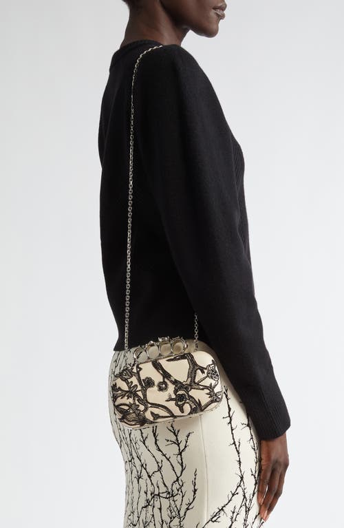 Shop Alexander Mcqueen Floral Embroidered Four-ring Box Clutch In Calico/black