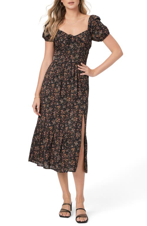 Paige Otienne Floral Off The Shoulder Dress In Black Multi
