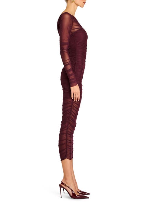 Shop Ser.o.ya Chantae Mesh Dress In Merlot