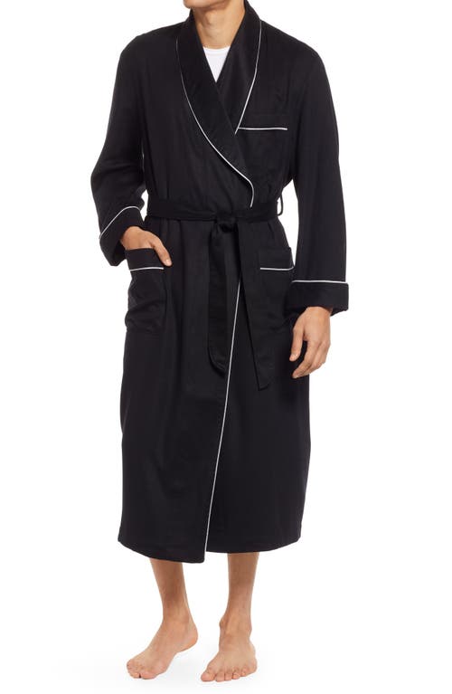 Majestic International Woven Cashmere Dressing Gown In Blackness W/silver Braid