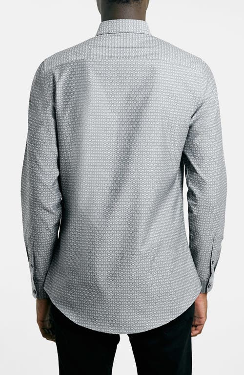 Shop Topman Geometric Print Dobby Shirt In Grey