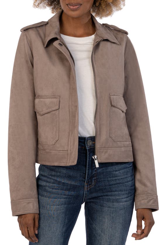 Kut From The Kloth Alena Zip Faux Suede Jacket In Buff