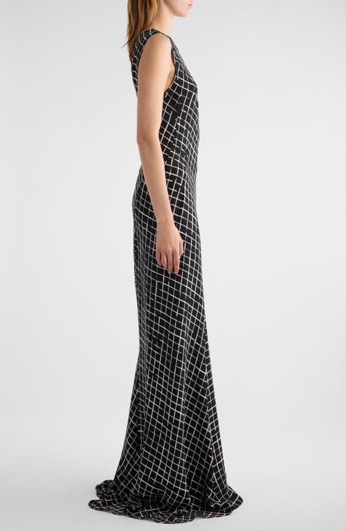 Shop Dries Van Noten Devona Grid Print Gown In Black