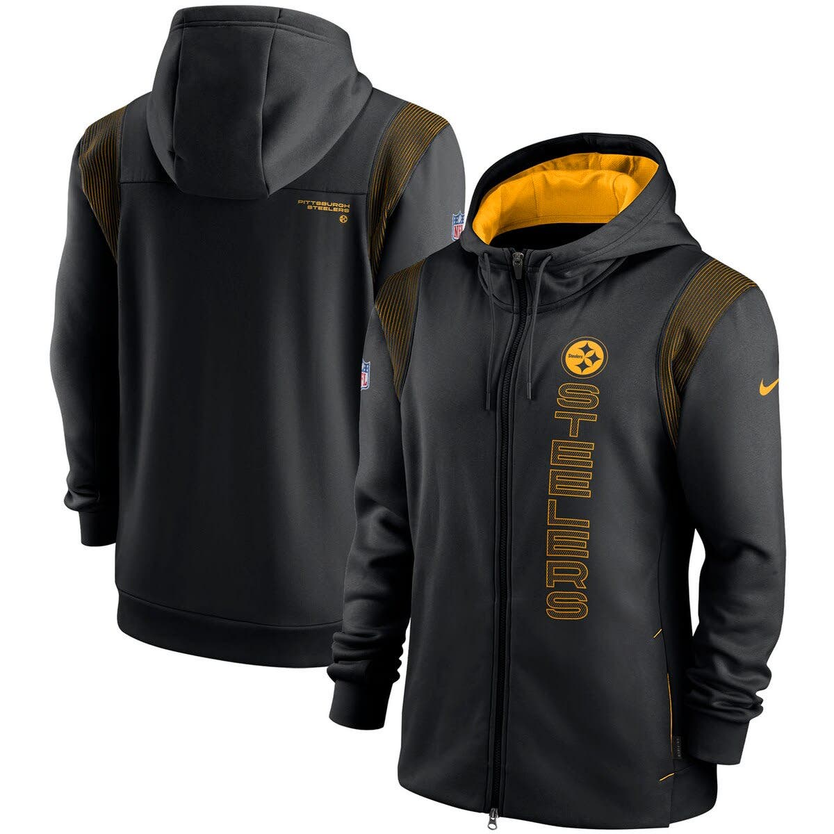 pittsburgh steelers men's nike therma sideline full zip hoodie