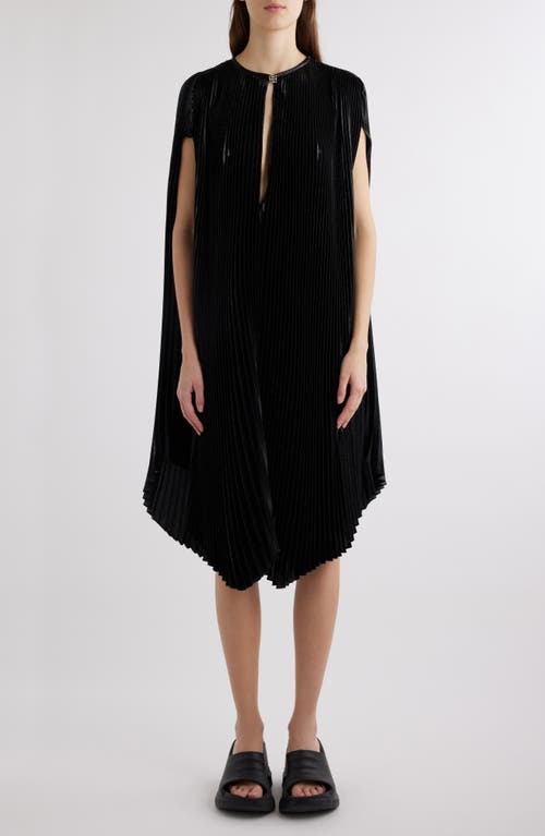 Givenchy Pleated Silk Blend Twill Cape Dress In Black