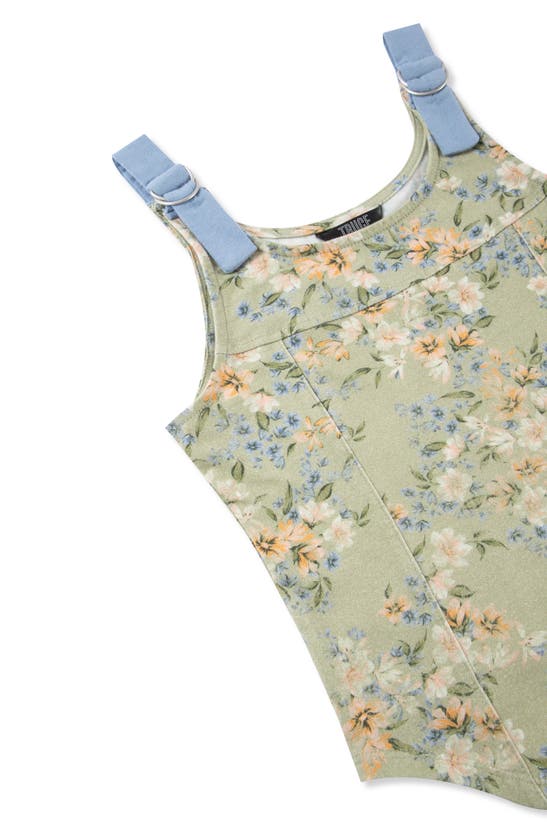 Shop Truce Kids' Floral Tank Top In Green Print