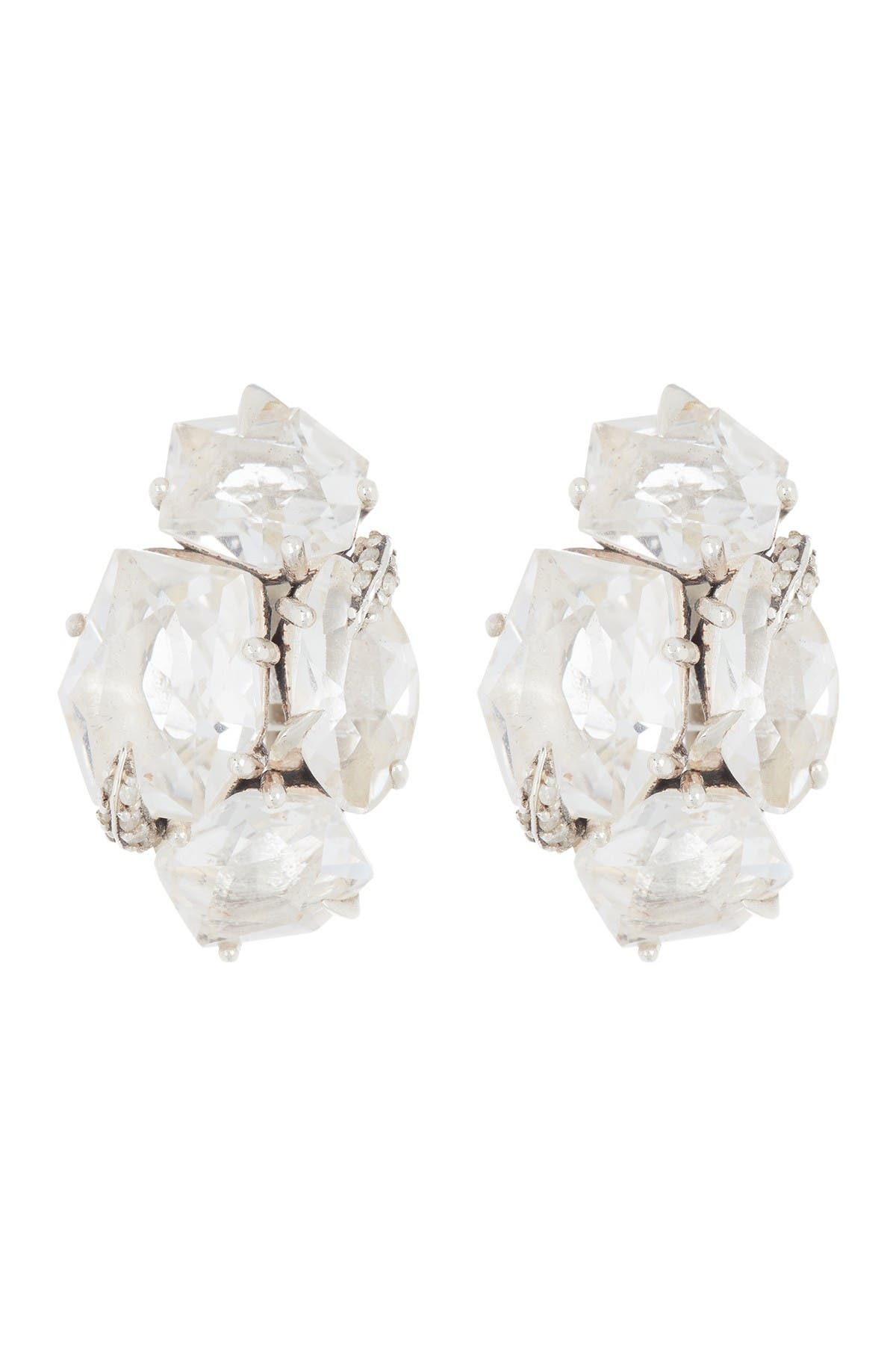 Alexis Bittar Sterling Silver Quartz & Diamond Cluster Clip-on Stud Earrings In Gry Dia 0.16 Cq Ss