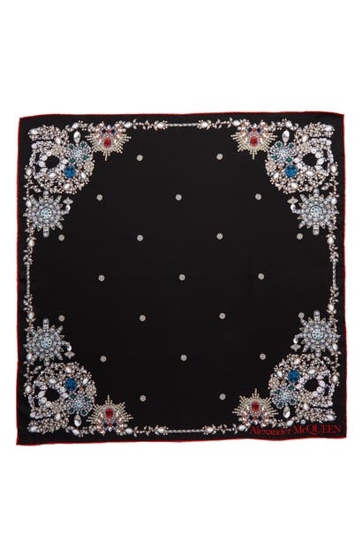 ALEXANDER MCQUEEN TREASURE SKULL SILK BANDANA SCARF,6101663001Q