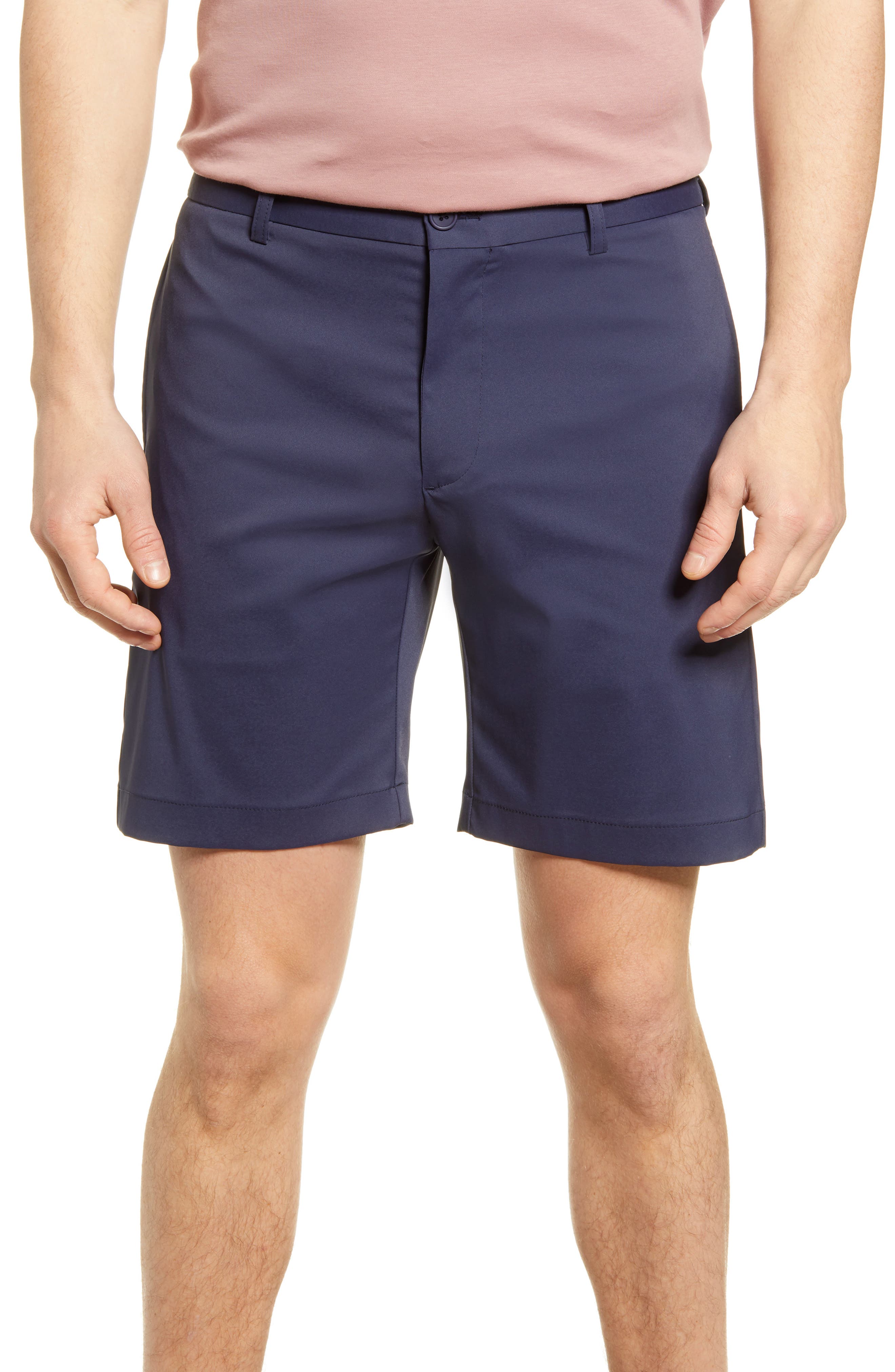 Bugatchi Flat Front Shorts In Deep Navy