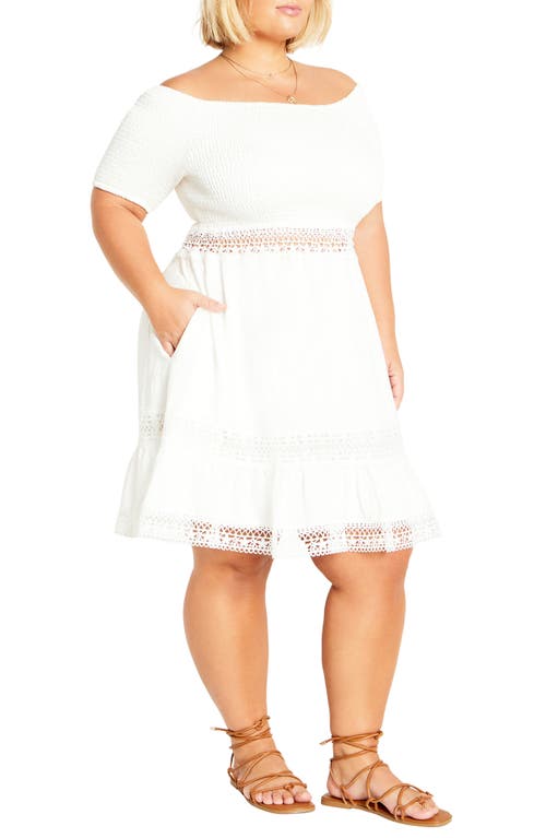 Shop City Chic Aura Off The Shoulder Fit & Flare Dress In Ivory