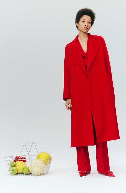 Shop Reiss Sasha Belted Double Breasted Wool Blend Coat In Red